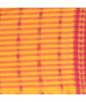 DESH BIDESH Women`s Traditional Bengali Tant Handloom Cotton Saree Galaxi Design With Blouse Piece(Yellow)